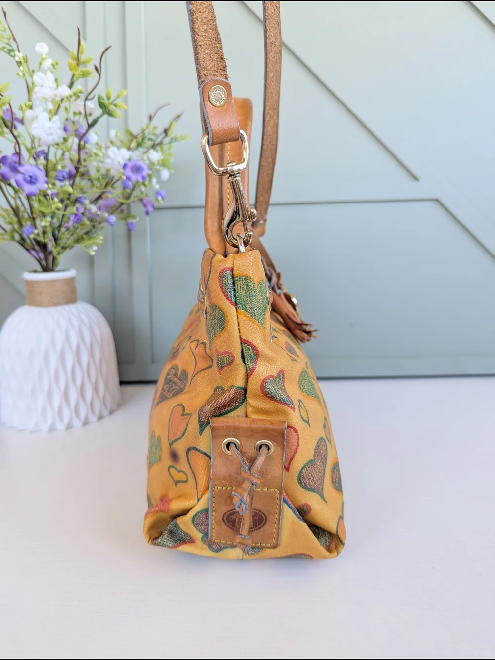 Dooney & Bourke Yellow Heart Print Satchel